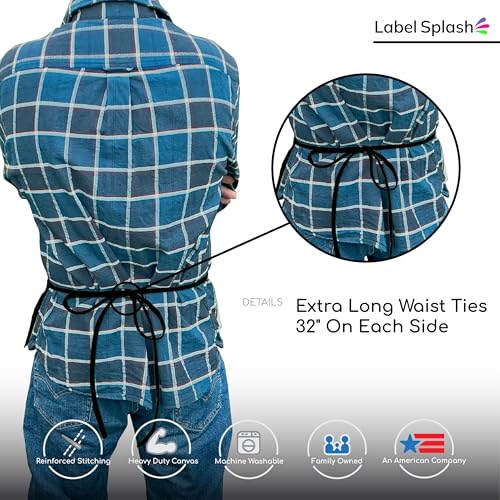 2 Pocket Canvas Work Waist Nail Apron Belt Washable Tool Utility Gardening Woodworkers Roofers Artists & Crafts - color: Black 4 Pack