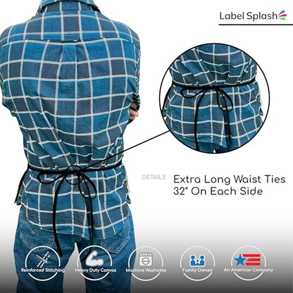 2 Pocket Canvas Work Waist Nail Apron Belt Washable Tool Utility Gardening Woodworkers Roofers Artists & Crafts - color: Black 12 Pack
