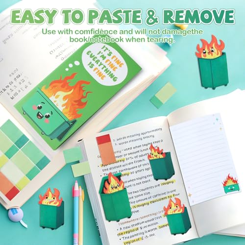 360 Sheets Dumpster On Fire Pads Pop up Sticky Notes, Cute Memo Notes | It's Fine I'm Fine Everything is Fine Emotional Support Desk Accessories,Funny Office Gifts for Women Men Coworkers - color: 1pcs Dumpster