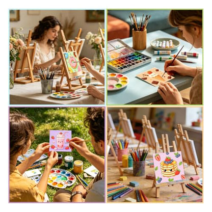 12 Packs Food-Themed Pre Drawn Canvas to Paint, Pre Printed Canvas for Painting, Pre Stretched Canvas Outline Painting Boards for Beginners, Students, Party Favors（4 * 4inch） - color: food