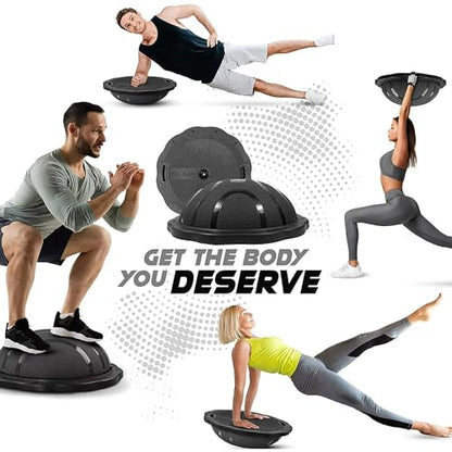 Yes4All 880LBS Half Ball Balance Trainer, Pilates Balance & Stability Ball for Exercises, Home Gym, Floor & Full Body Workouts - color: A. Matte Black