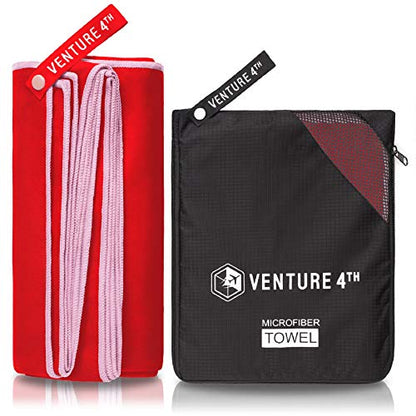 VENTURE 4TH Quick Dry Travel Towel, Ultra Soft Microfiber - 3 Sizes - color: Red White, size: 60.00" x 31.50"