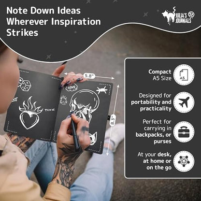 Julia's Journals Black Paper Journal for Writing or Sketch - 200 Pages (100 Sheets) - 100 GSM - A5 Note Book