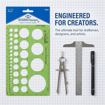 Alvin, TD435, Senior Circle Guide Template, Drawing and Drafting Tool - 42 Circles, 5 x 8 x .030 Inches - style: Senior Circle