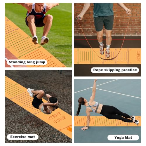 롱 스탠딩 점프 매트 미끄럼 방지 넓은 측정 줄넘기 패드 접이식 요가 매트 체육관, 야외 운동, 홈 운동용 - color: 주황색., size: 10FT X 1.5FT