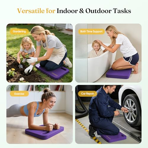 Grenebo 2-Pack Kneeling Pads, Extra Thick NBR, 17.3 x 11 x 1.6 in, Purple - color: Purple