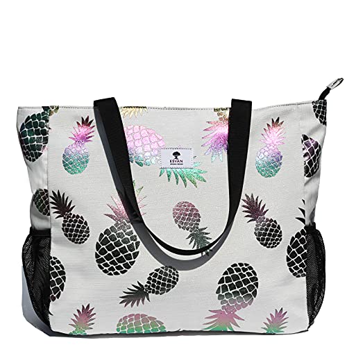 ESVAN LARGE BEACH BAG Water Resistant Lightweight 20 inch Women Oversize Tote Bag for Gym Beach Travel Pool Yoga Nurse - color: A4