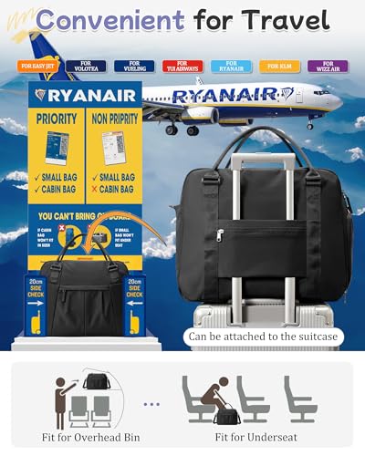 Large Duffle Bag for Travel with Shoe Compartment, Puffer Weekender Bags for Women Travel Tote Carry on Duffel Bag for Airplanes, Personal Item Bag Gym Bag Women, Black - color: Black X-Large