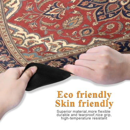 Kigai Travel Yoga Mat 71" x 24" Non Slip Natural Rubber Foldable Exercise Mat Ultra Thin 1.5mm Lightweight for Fitness, Pilates & Home Workout, Persian Design