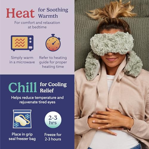 warmies Microwavable Eye Mask, Weighted Sleep Mask, Curly Sage Green - color: Curly Sage Green