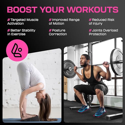 Flexelent Heel Elevated Squat Wedge Block Pair, 17° Angle, Bag Included - color: Pink Power