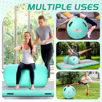 Inflatable Gymnastics Air Roller Barrel Green 40x31.5inch - color: Green, size: 40*31.5 Inch