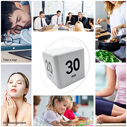 Feilifan Cube Timer, Productivity Cube Flip Timer, 15-20-30-60 Minute - color: 15-20-30-60min,white