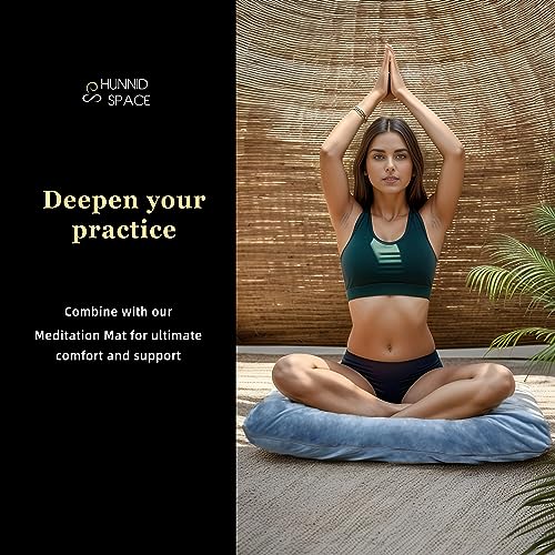 Meditation Cushion Set Zafu & Zabuton – Buckwheat Hull & Memory Foam, Adjustable Floor Pillow for Yoga, Meditation & Sitting, Removable Velvet Cover (Navy Blue) - color: Navy Blue