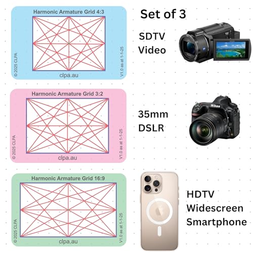 Harmonic Armature Directors Viewfinder Card | Australian Designed and Made; Artist Viewfinder for Drawing and Photography; 3:2, 4:3 and 16:9 - size: Harmonic Armature