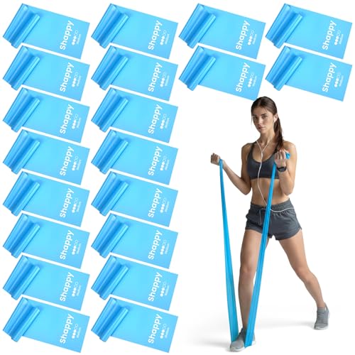 Shappy 20 Pcs Resistance Bands Bulk 4.9 ft Long Non-Latex Exercise Elastic Stretch Work Out Bands for Women Men Pilates, Physical Therapy, Strength Training, Yoga, Workout - color: Blue
