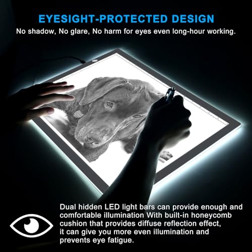 A3 Copy Light Board Tracing Box, Ultra-Thin Adjustable Drawing Tablet USB Power Artcraft LED Tracer Light Pad for Diamond Art Painting Accessories, Sketching, Animation, Quilting, Stenciling (Silver) - color: SILVER, size: 02 - A3