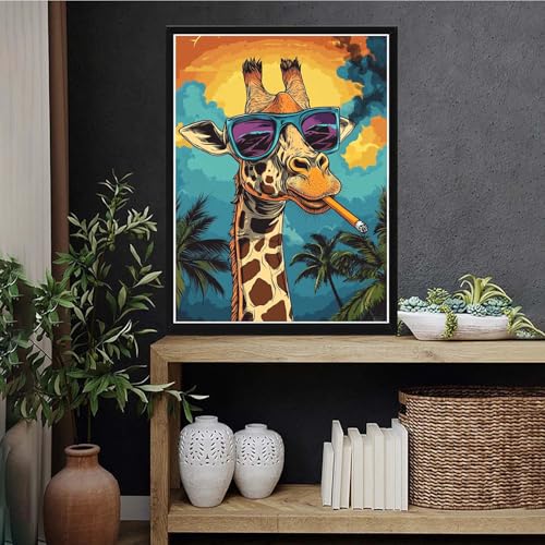 VAIIEYO 5D DIY Giraffe Diamond Art Kits for Adults, Diamond Painting Animal, Diamond Painting Kit Full Drill Round Rhinestone Craft Canvas for Home Wall Decor Gift 12x16 inch/30x40 cm - color: forest giraffe
