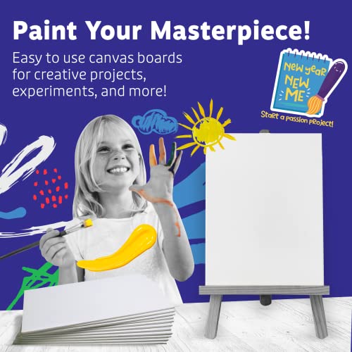Artlicious Canvases for Painting - Pack of 24, 5 x 5 Inch Blank White Canvas Boards - 100% Cotton Art Panels for Oil, Acrylic & Watercolor Paint - size: 5x5" - 24Pcs