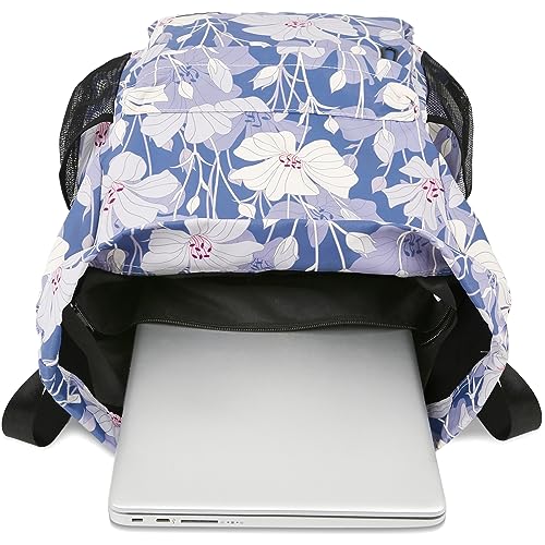 Drawstring Backpack Sports Gym Sackpack with Mesh Pockets String Cinch Beach Bag for Men Women(Blue Flower) - color: Blue Flower