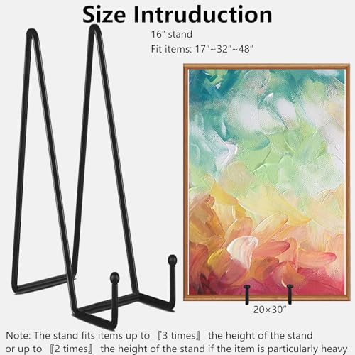 IBosins 5-Pack 16-Inch Plate Holder Display Stands Black Metal Frame Stand | Large Stand for Picture, Book, Photo, Easel, Creation, Collectibles - color: Black, size: 16 Inch