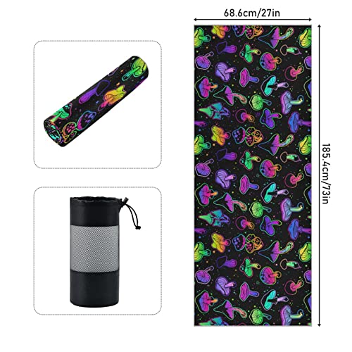 Yoga Mat Towel Colorful Mushroom, 73" x 27" - color: Colorful Mushroom