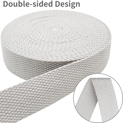 Heavy‑Duty Cotton Webbing Strap 1''x6yds Gray for Bags | 2mm thick webbing for dog collars, backpack, bag handles, apron straps, slings, sewing repairs & DIY craft projects. - color: Gray