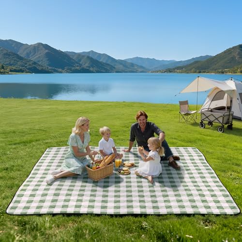 TigeJoy Extra Large Picnic Blanket Waterproof Beach Blanket 80''x100'' - color: Green, size: 8'4" x 6'8" (Rectangular)