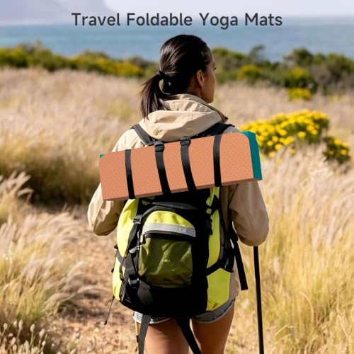 12-Fold POE Yoga Mat 75x26x0.4 Inches - color: Acid Blue+Orange