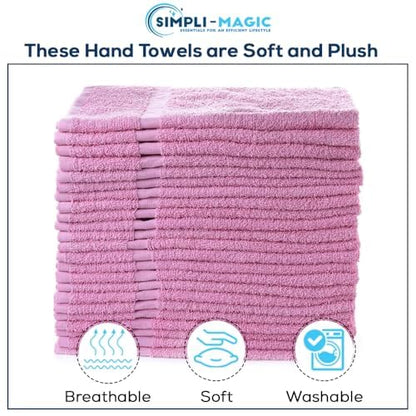 Simpli-Magic Cotton Hand Towels 16"x27" (12 Pack) – Soft Towels for Bathroom, Kitchen, Salon & Gym (Pink) - color: New Pink, size: 16 in x 27 in