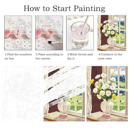 ZRIZQ Paint by Numbers Kit for Adults Beginners,Floral DIY Painting Set,Relaxing Creative Craft Activity,16x20 Inch-Flowers 6 - color: 16"X20"Rolled Canvas(Frameless)-Flowers 6