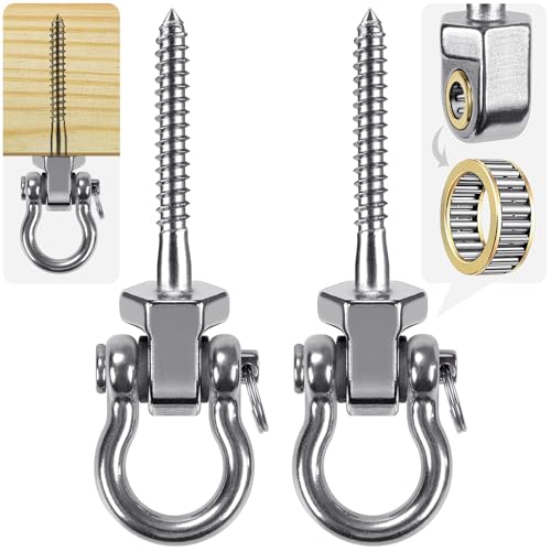 SELEWARE Heavy Duty Swing Hanger with Bearings, 2 Pack Porch Swing Hardware | 304 Stainless Steel, Smooth Quiet Rotation, Supports Up to 1500LB, Ideal for Porch Swings, Hammocks and Playground Swings - color: U (5 Inch, 2 Pack)