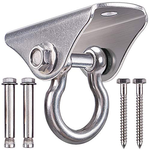 SELEWARE Heavy Duty Swing Hanger Stainless Steel Ceiling Swing Hooks 1 Pack | 180° Swivel Ceiling Mount Swing Hardware for Porch Swing Set Hammock Chair Heavy Bag Yoga Silk 1000 LB Capacity - color: 180° Swing Hanger ( 1 Pack )