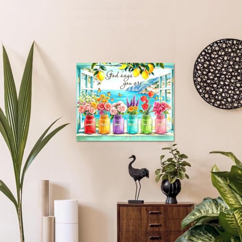 WULINHUAFA Inspirational Paint by Numbers Adults Beginner 16x20 Inch | Scenery and Flowers Adult Paint by Number Kits, DIY Acrylic Oil Painting by Numbers for Gifts Home Wall Decor Without Frame - color: Window