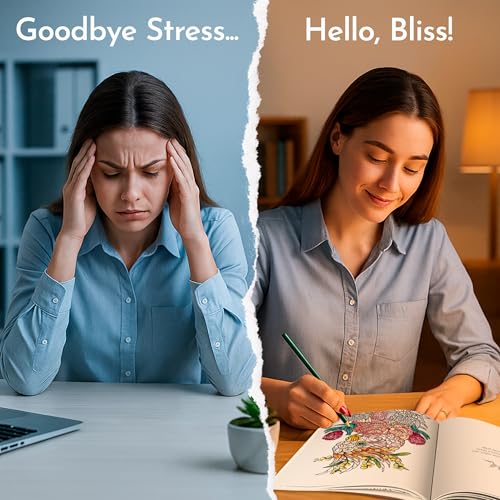 Adult Coloring Book for Women with 31 Whimsical Designs & Calming Prompts | Calming Relaxation Coloring Book for Women Easing Anxiety & Stress, Thoughtful Self-Care & Relaxation Gift, 140gsm Perforated - color: Relaxing Escape
