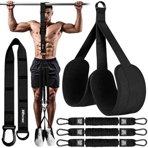 HOXWC Pull Up Assistance Bands, Adjustable Heavy Duty Resistance Band for Pull Up, 3 Pull Up Bands, Comfortable Fabric Feet/Knee Rest, Assistance Bands for Pull-Up, Home Fitness, Body Stretching - color: Black