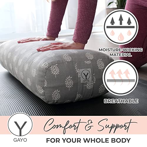 Y O GAYO Yoga Bolster - Made with 100% Cotton, Yoga Pillow Set Includes Extra Washable Cover and Carry Bag - color: Standard Size (25 X 10.5 X 6.5 In)