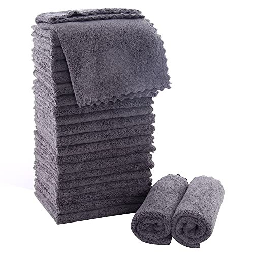 MOONQUEEN Ultra Soft Premium Washcloths Set - 12 x 12 inches - 24 Pack - Quick Drying - Highly Absorbent Coral Velvet Bathroom Wash Clothes - Use as Bath, Spa, Facial, Fingertip Towel (Grey) - color: Grey, size: 12 x 12 Inch(Pack of 24)