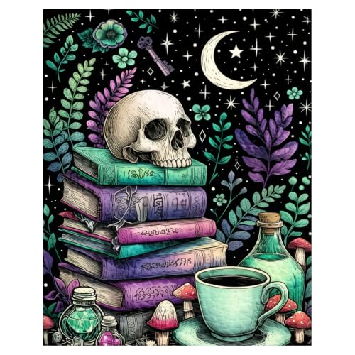 xcemhil Skeleton Paint by Numbers Kit for Adults Beginner, Skeleton Book Paint by Numbers for Adult, Acrylic Paint by Number Kits Suitable for Home Wall Art Decor Gifts 16x20 Inch - color: 13-Skull, size: 16*20