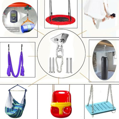 Arlai Hanging Chair Hardware Hanging Kit - Heavy Duty 360° Rotate Ultra Durable Hooks for Swing, Yoga, Playground, Gym, Punching Bag Hanger, 1000 lb Capacity | Heavy Duty, 360° Rotate, Ultra Durable Hooks, For Swing, Yoga, Playground, Gym, Punching Bag Ha