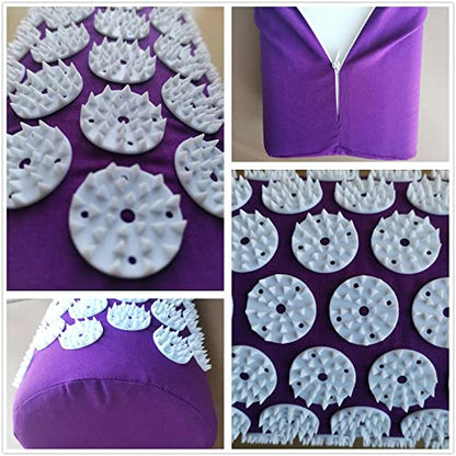 Acupressure Pillow Acupuncture Massager for Massage Neck Back Head Pain Relief, Relieves Muscle Stress Relaxation, Purple - color: Purple