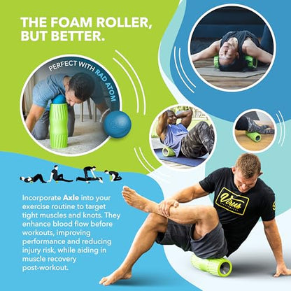 RAD Axle – Extra Firm High-Density Exercise Foam Roller – Deep Tissue Myofascial Release for Back, Hips, Legs & Shoulders – Muscle Recovery Tool for Stretching & Mobility