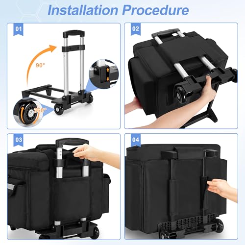 Trunab Rolling Medical Bag with Trolley & Dividers, Nurse Responder Tote - color: Black
