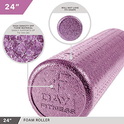 High-Density Foam Roller - color: Solid Purple, size: 24"