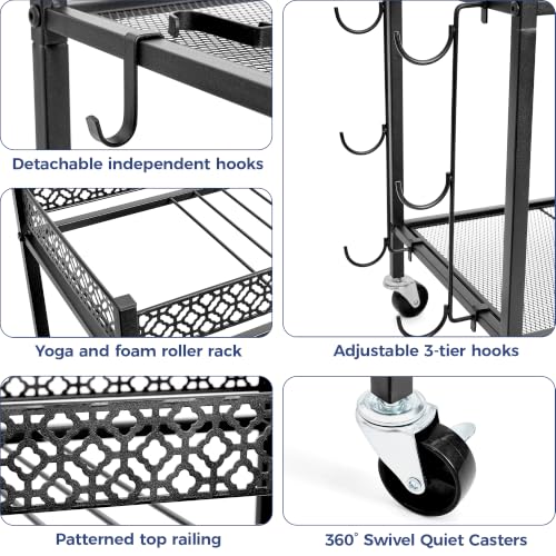 Yoga Mat Storage Rack with Wheels Home Gym Essentials