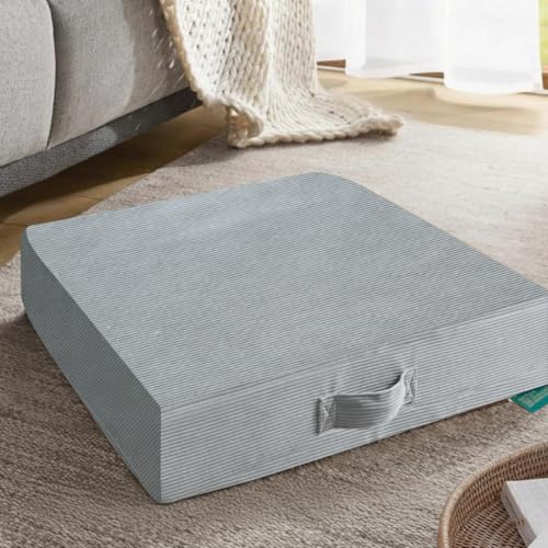 16 inches Meditation Floor Pillow Square Large Floor Cushions for Adults, Thick Memory Foam Seat Cushions for Yoga, Living Room, Sofa, Tatami, Bay Window Gray - color: Gray, size: 16*16*3inch