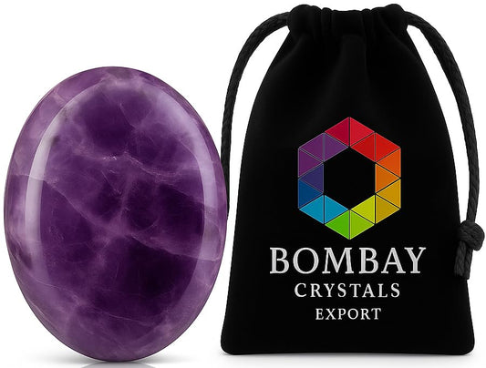 Natural Polished Thumb Palm Crystal for Meditation, Amethyst Worry Stone for Stress Relief, Anxiety Support & Pocket Reiki Healing - color: Amethyst