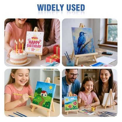 12 Pack 10 Inch Mini Wooden Display Easels | Tripod Painting Easel Stand, Portable Art Canvas Holder for Photos, Prints and Signs