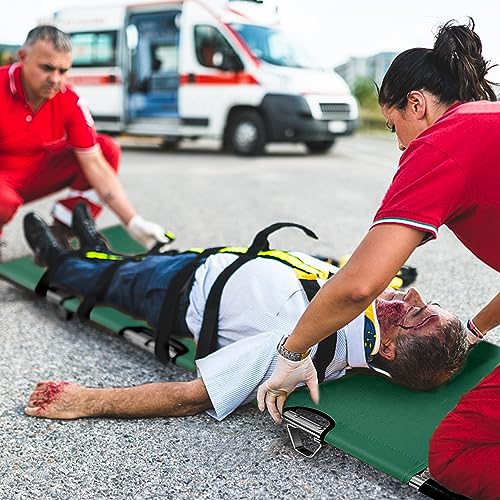 Folding Stretcher for Medical Emergency Heavy Duty Handles - color: Green