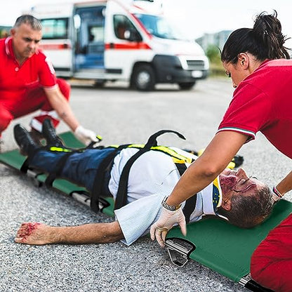 Folding Stretcher for Medical Emergency Heavy Duty Handles - color: Green